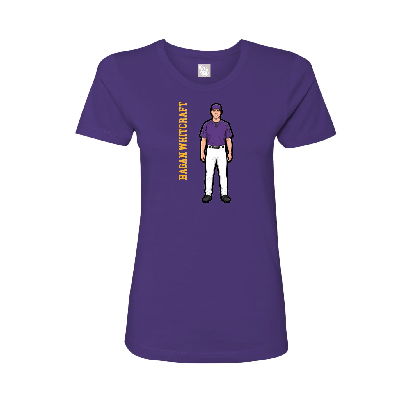 Fitted Women's Tee — Name Vertical in Purple
