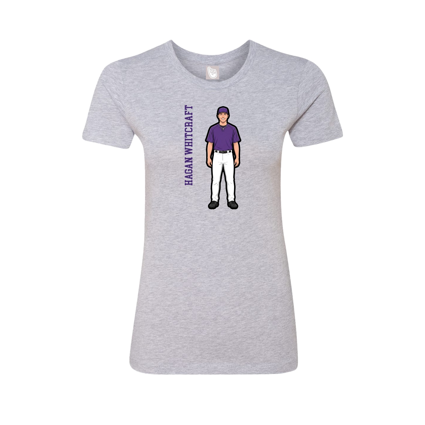 Womens Tee — Name Vertical in Grey
