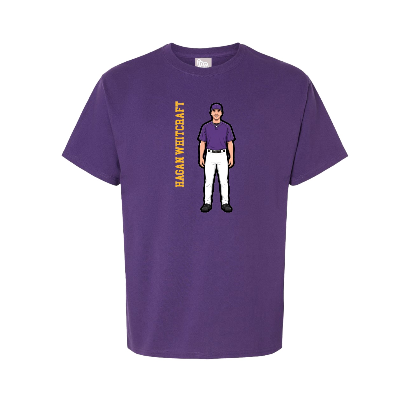 Youth Tee — Name Vertical in Purple