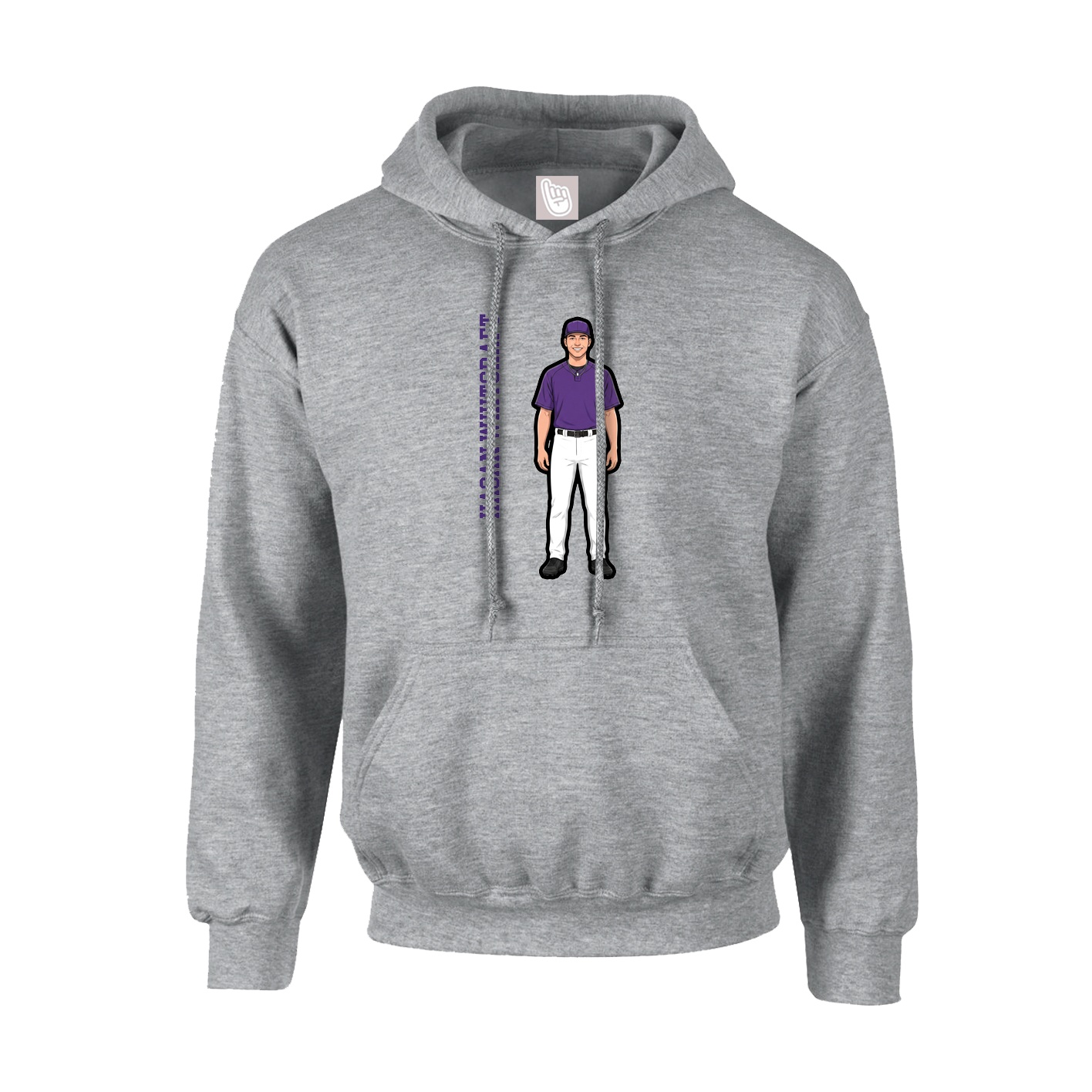 Hoodie — Name Vertical in Grey