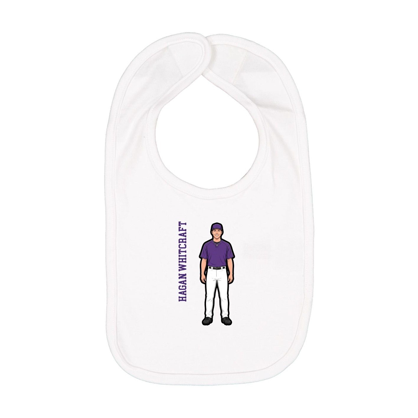 Infant Bib — Name Vertical in White