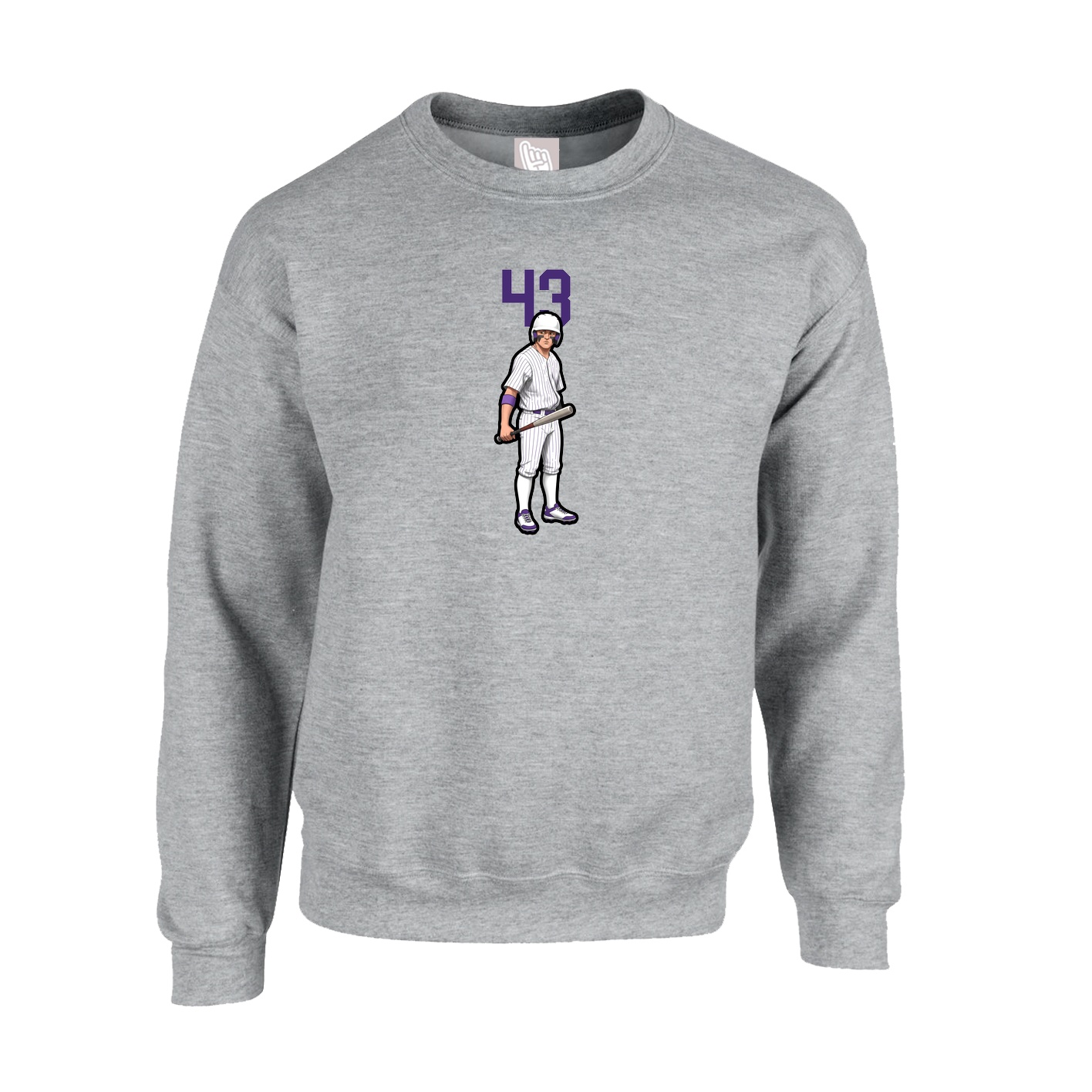 Fleece Crew — Number Top in Grey