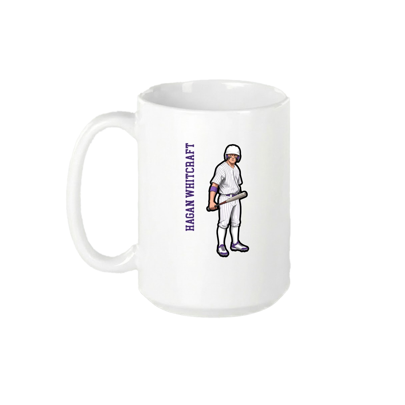15oz Coffee Mug — Name Vertical in White
