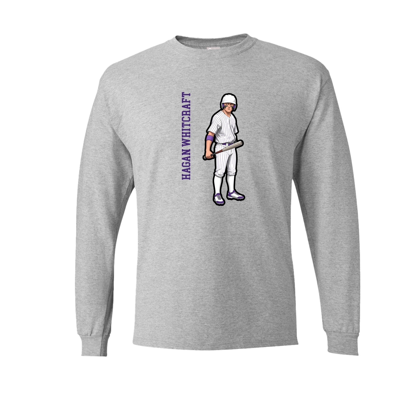 Long Sleeve Tee — Name Vertical in Grey