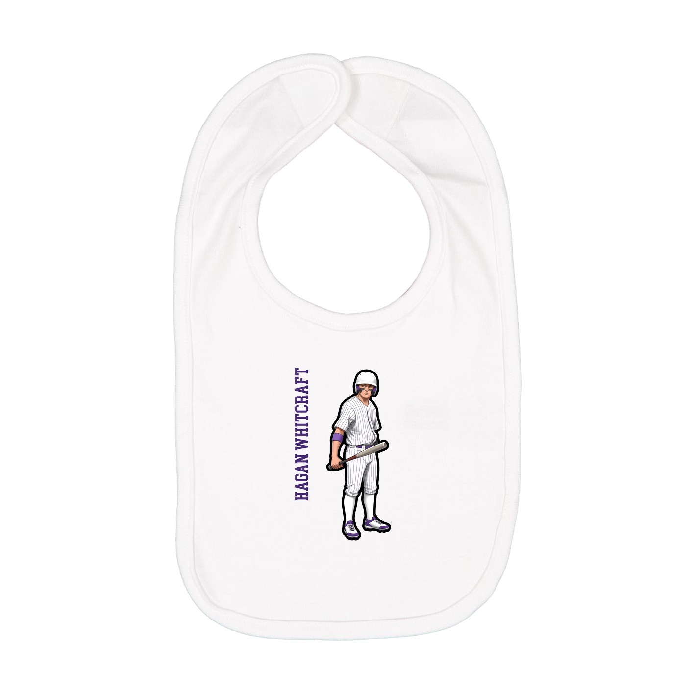 Infant Bib — Name Vertical in White