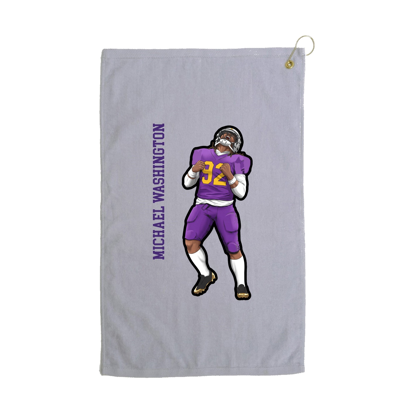 Golf Towel — Name Vertical in Grey