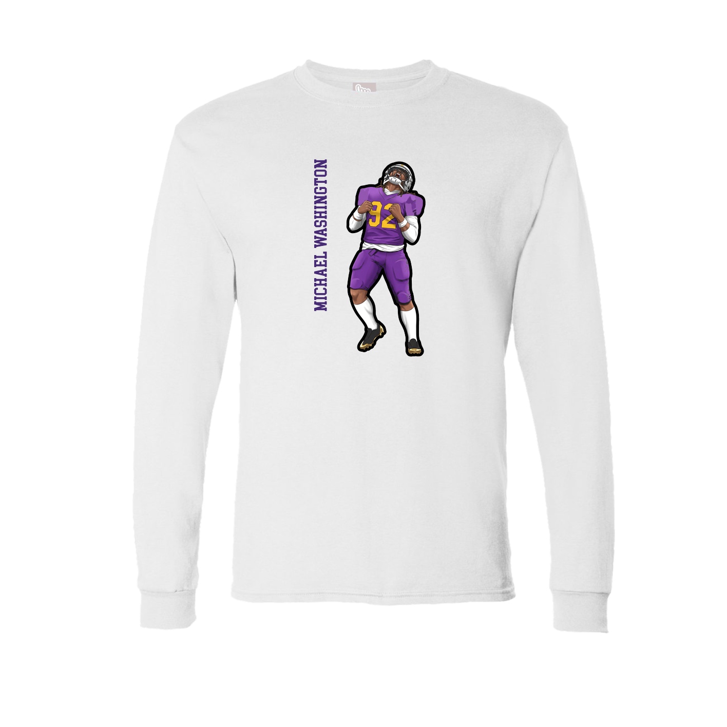 Long Sleeve Tee — Name Vertical in White