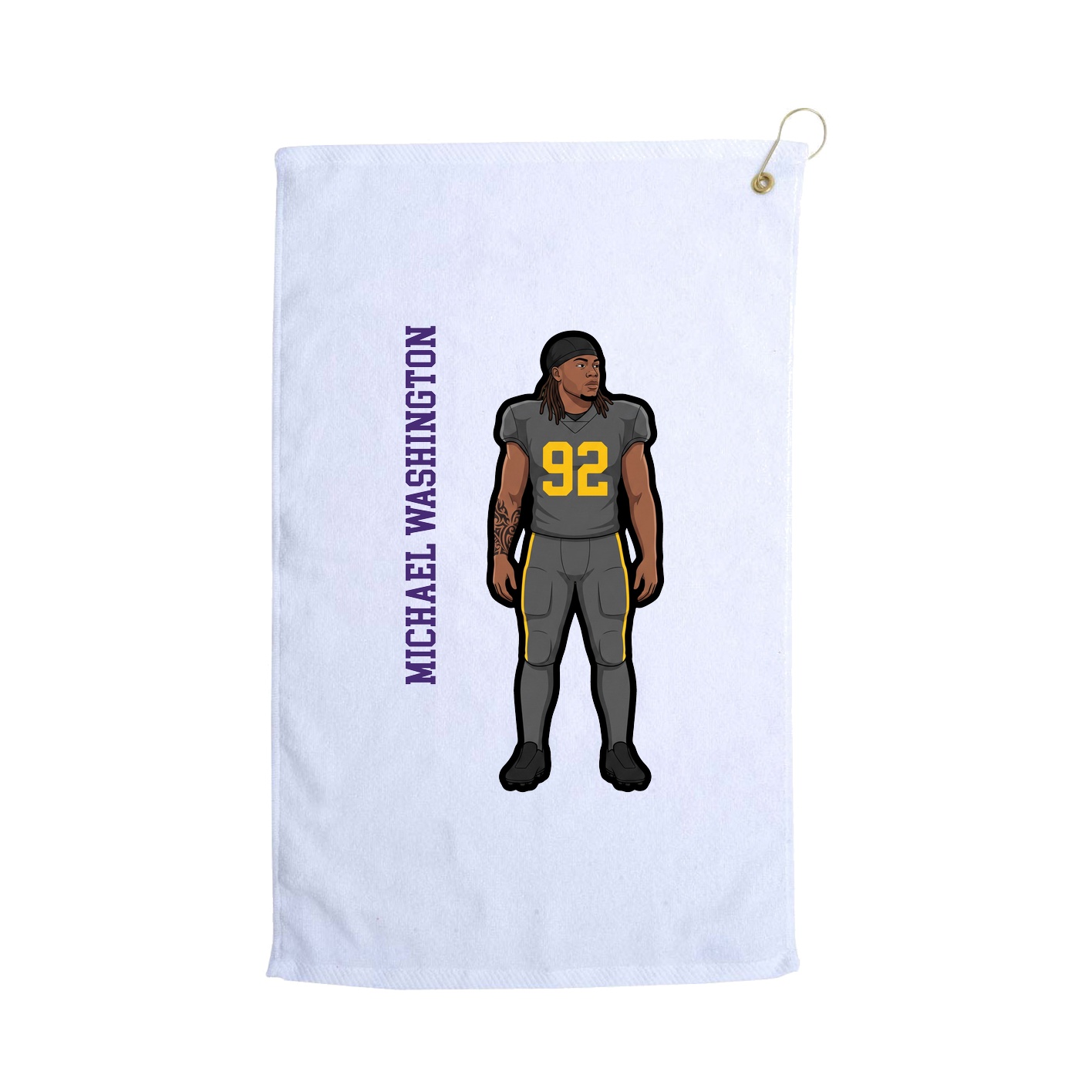 Golf Towel — Name Vertical in White