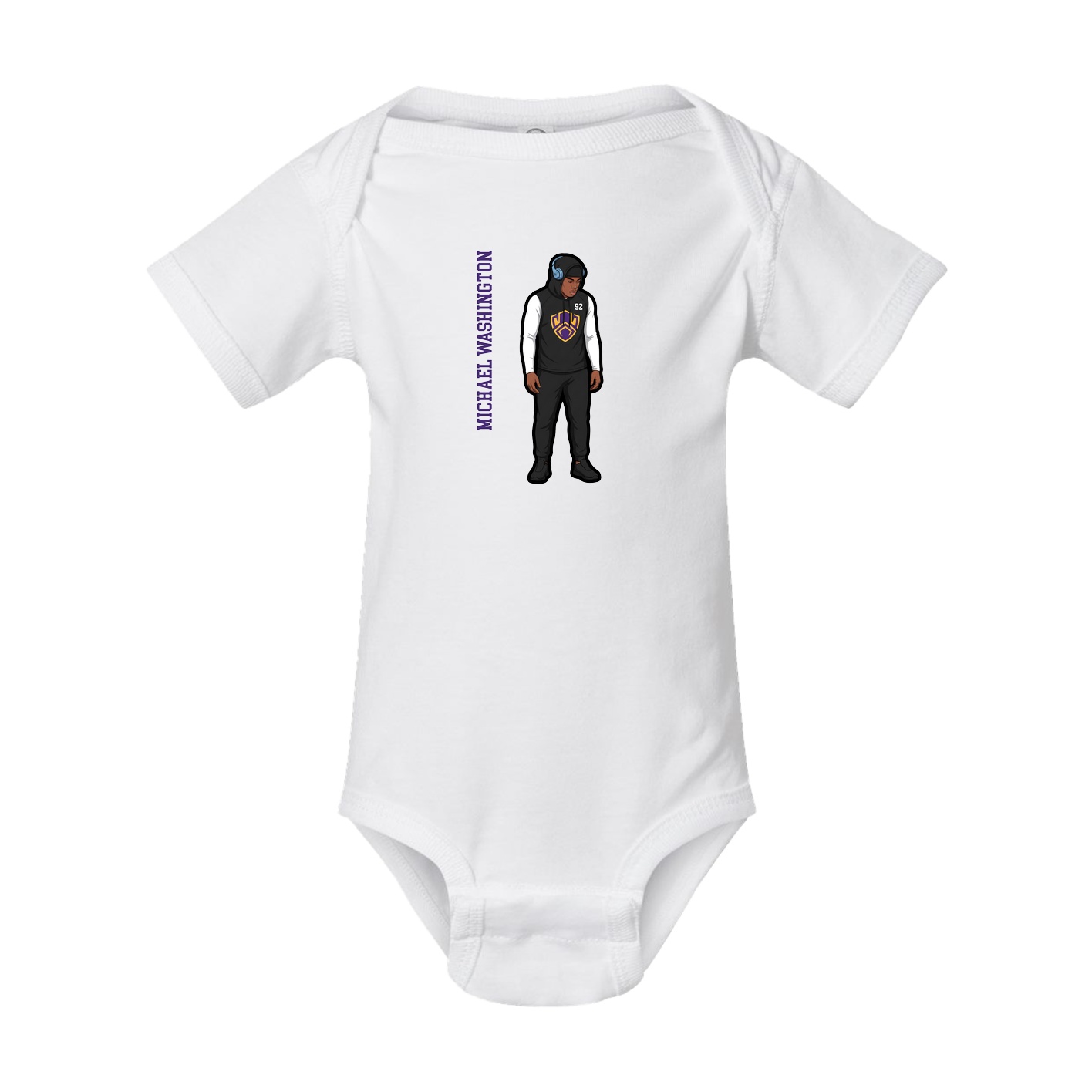 Baby Onesie — Name Vertical in White