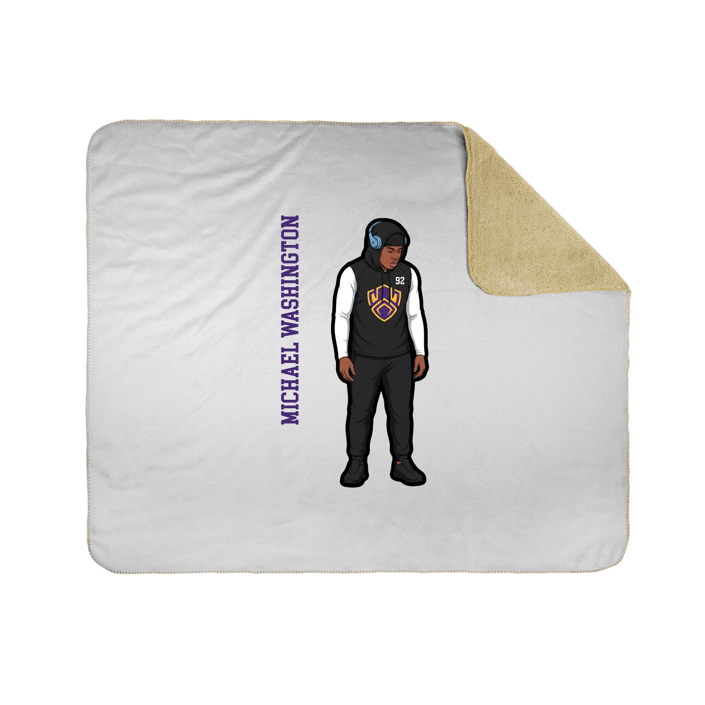 Throw Blanket — Name Vertical in White