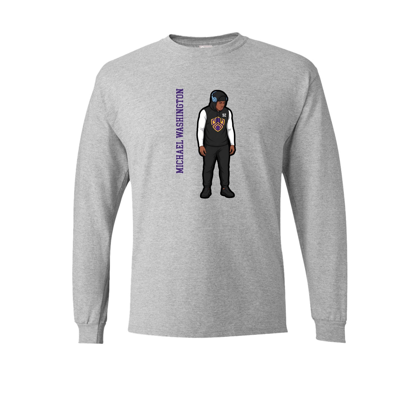 Long Sleeve Tee — Name Vertical in Grey