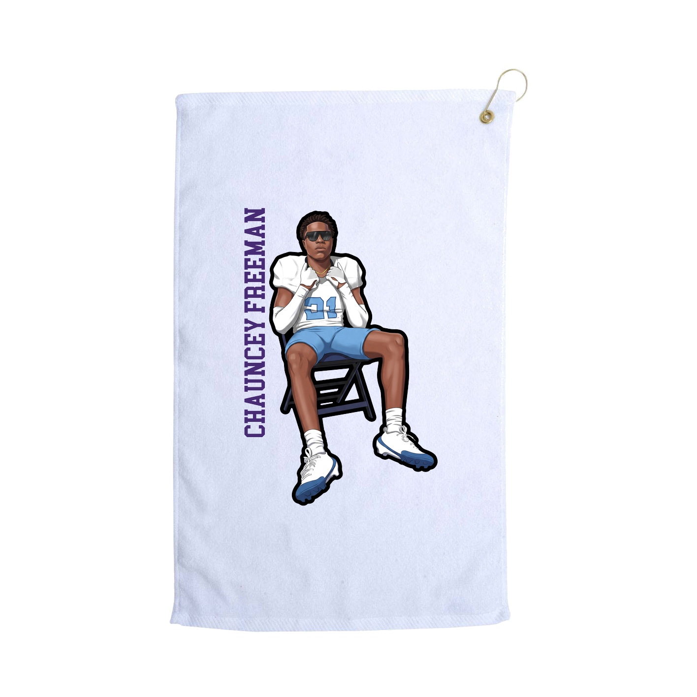 Golf Towel — Name Vertical in White