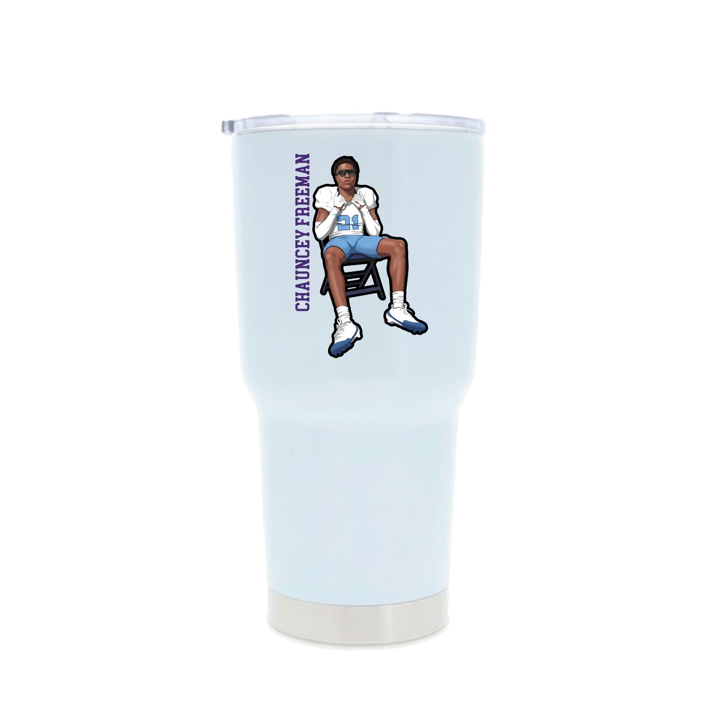 30oz Stainless Steel Tumbler — Name Vertical in White
