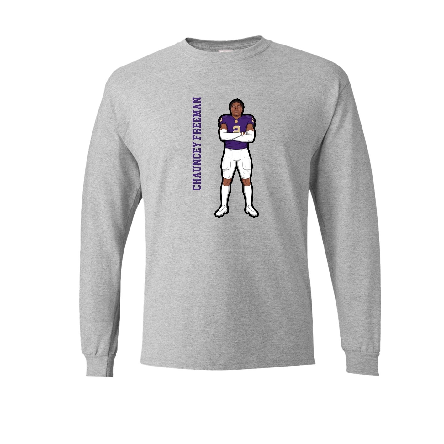 Long Sleeve Tee — Name Vertical in Grey