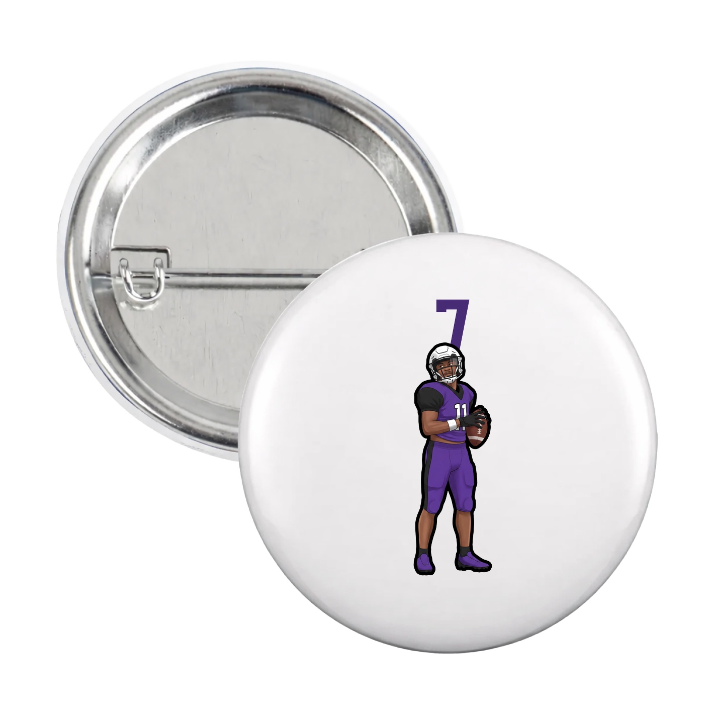 Game Day Button — Number Top in White
