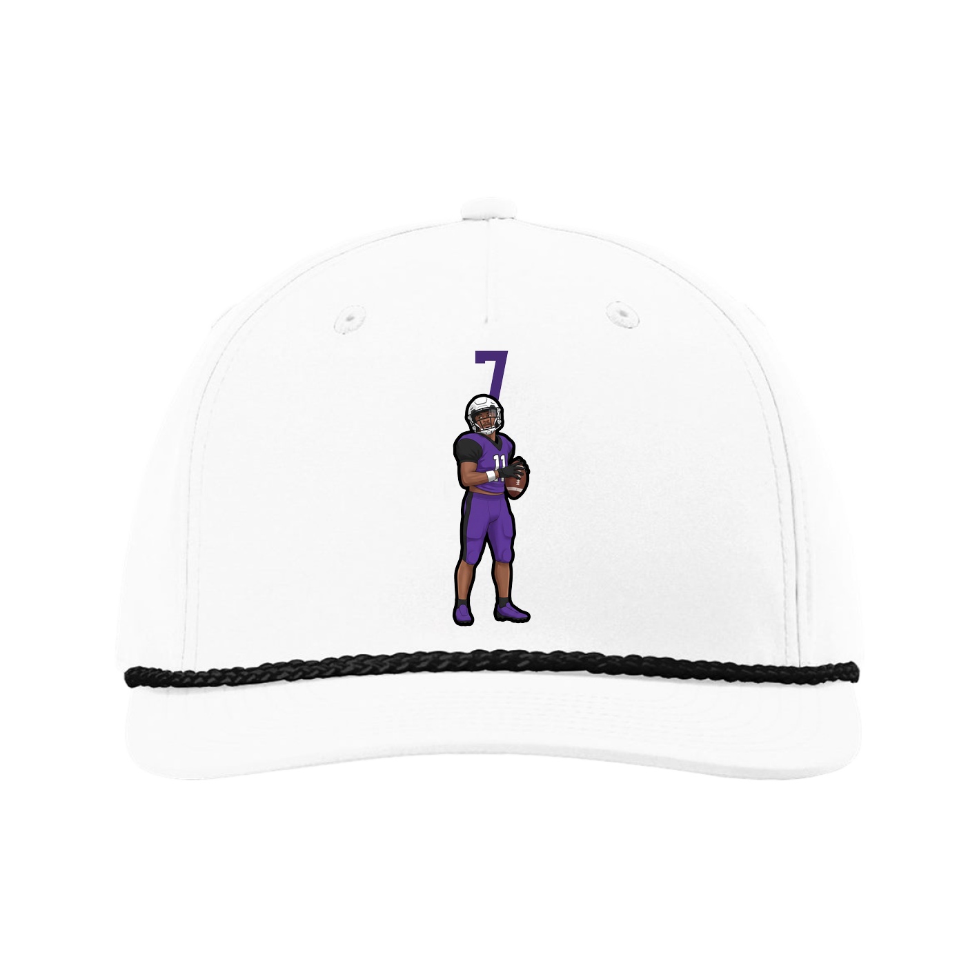 Five-Panel Classic Rope Cap — Number Top in White