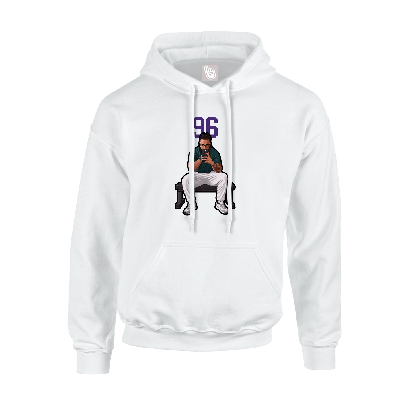 Youth Hoodie — Number Top in White