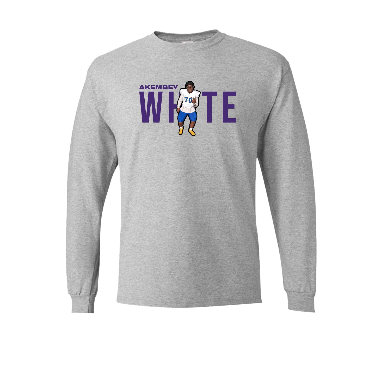 Long Sleeve Tee — Player Name in Grey