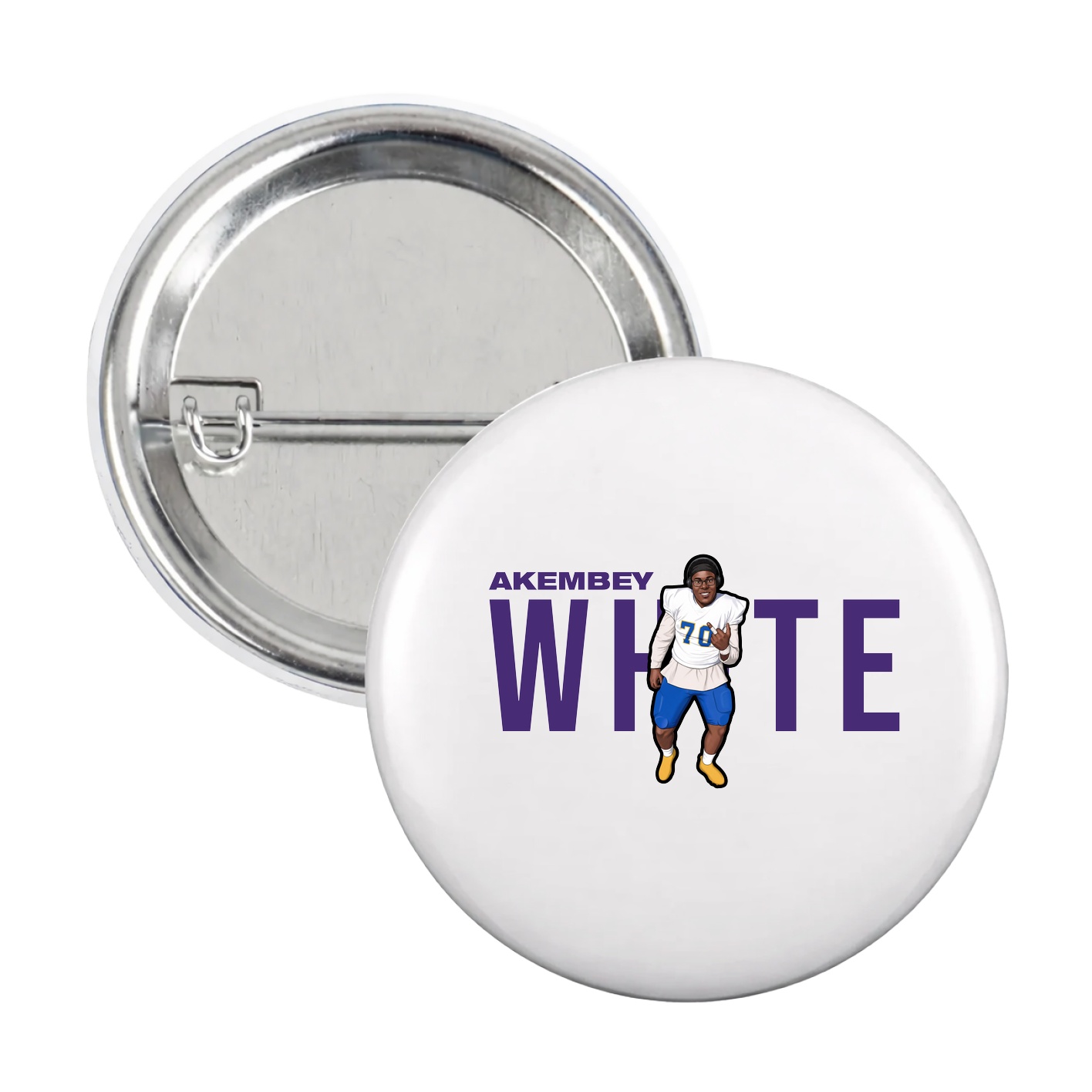 Game Day Button — Player Name in White