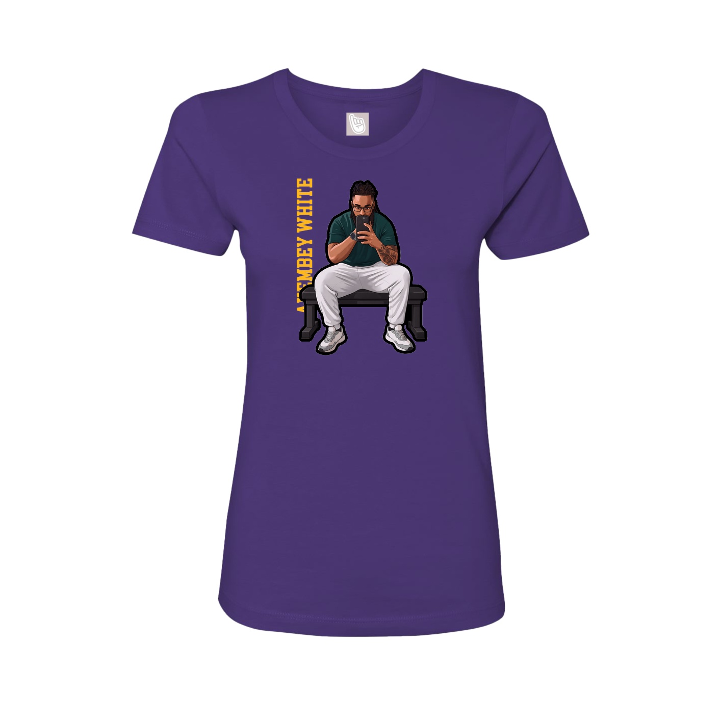 Fitted Women's Tee — Name Vertical in Purple