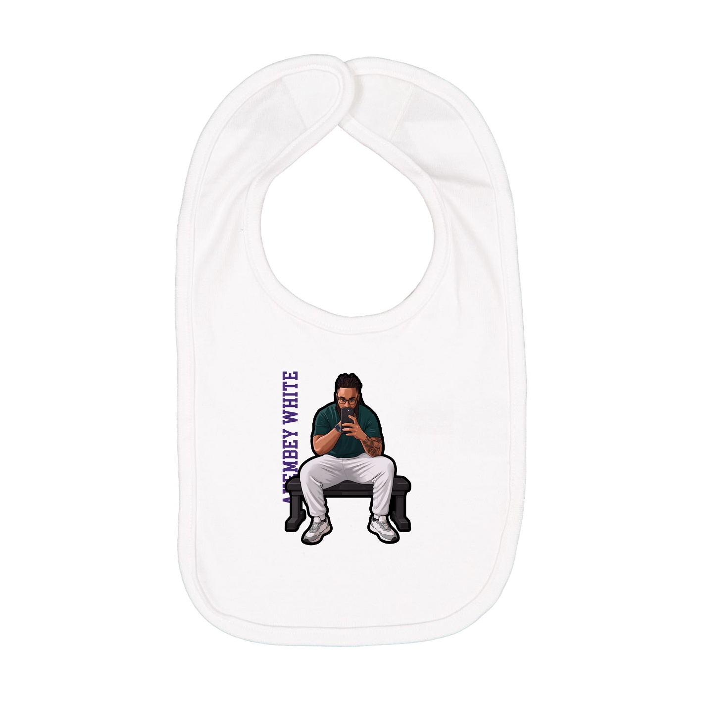 Infant Bib — Name Vertical in White