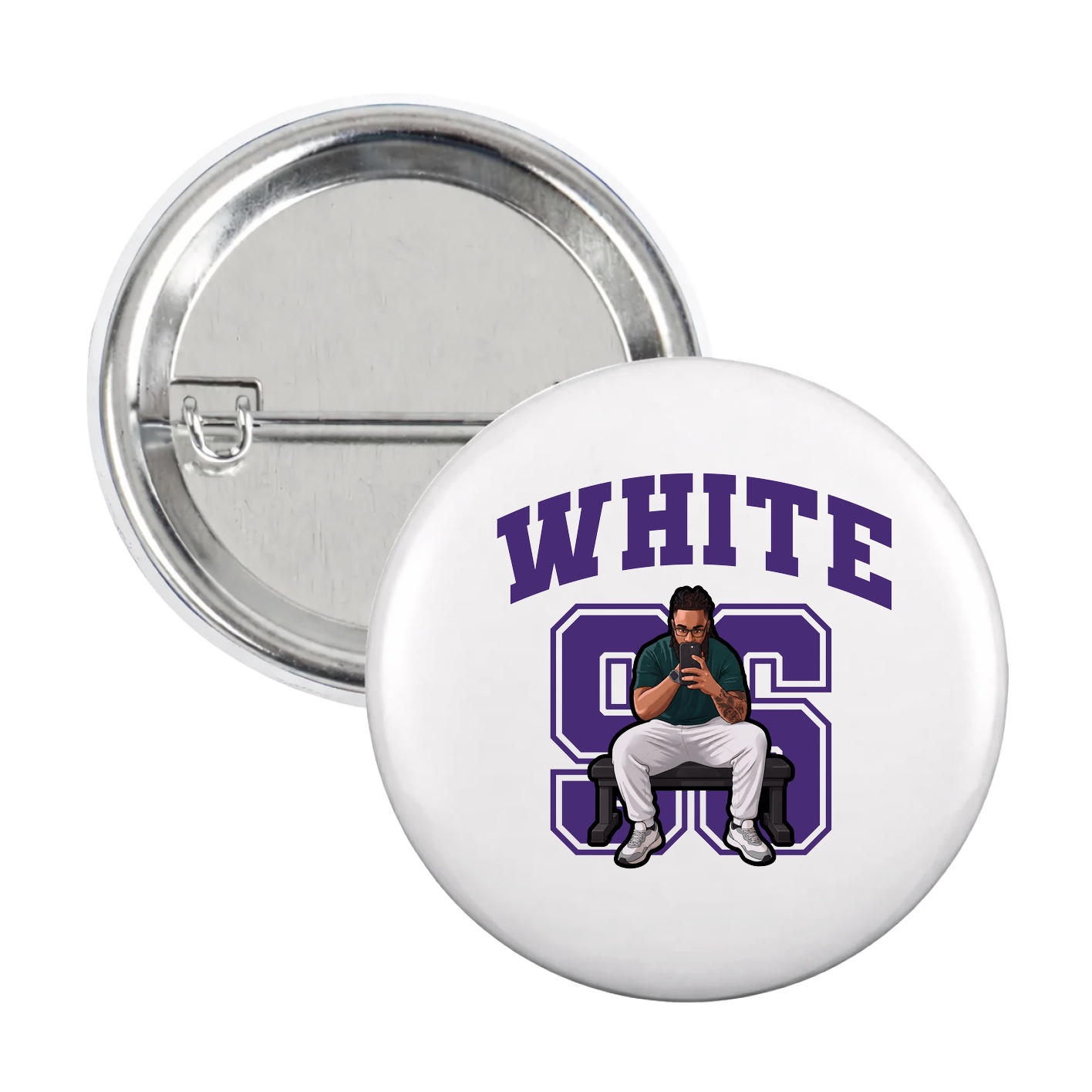 Game Day Button — Number in White