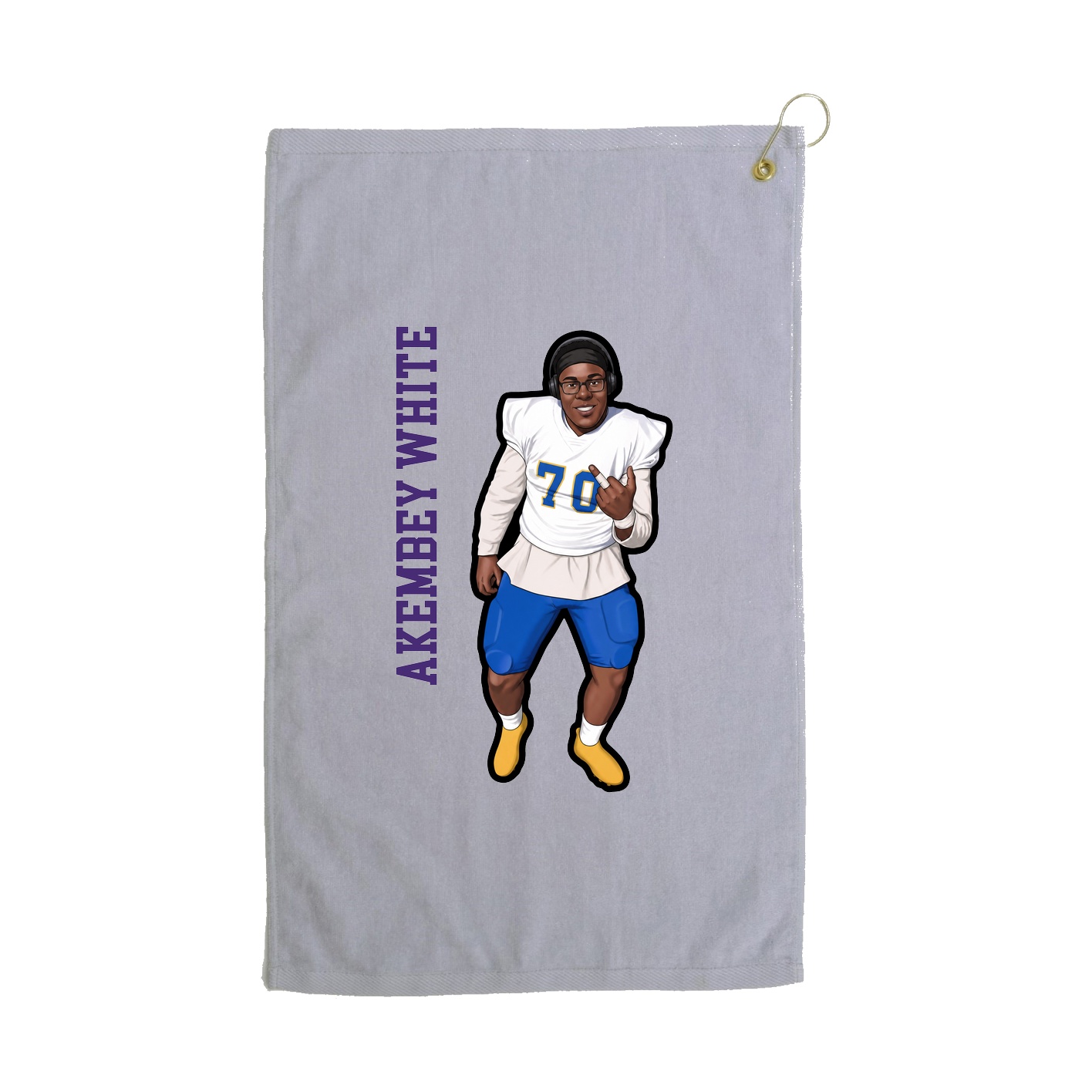 Golf Towel — Name Vertical in Grey