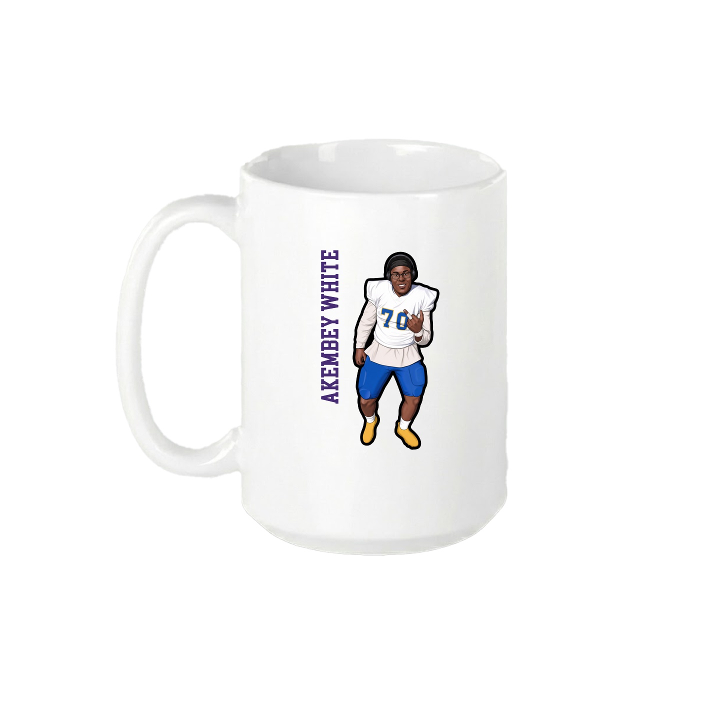 15oz Coffee Mug — Name Vertical in White