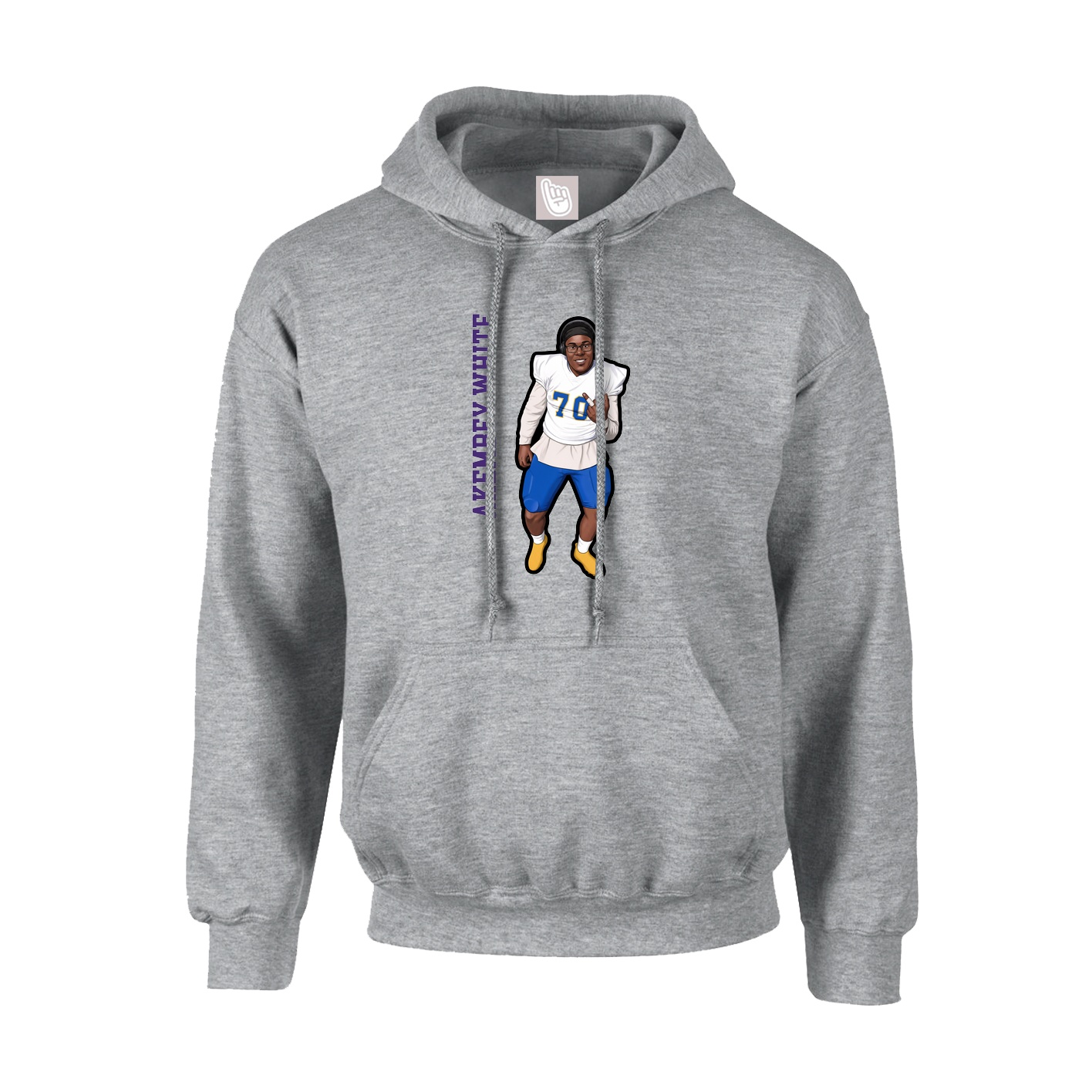 Youth Hoodie — Name Vertical in Grey