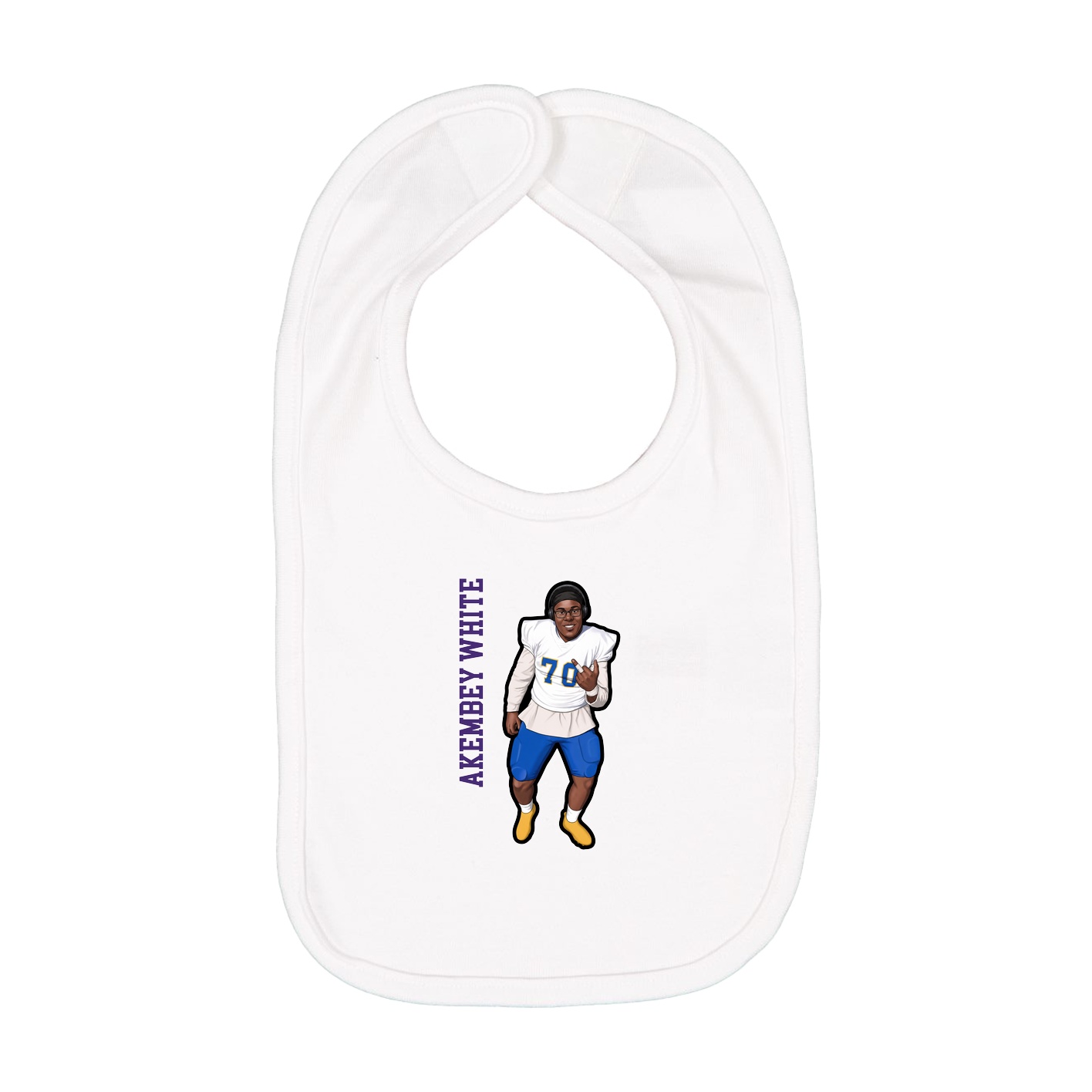 Infant Bib — Name Vertical in White