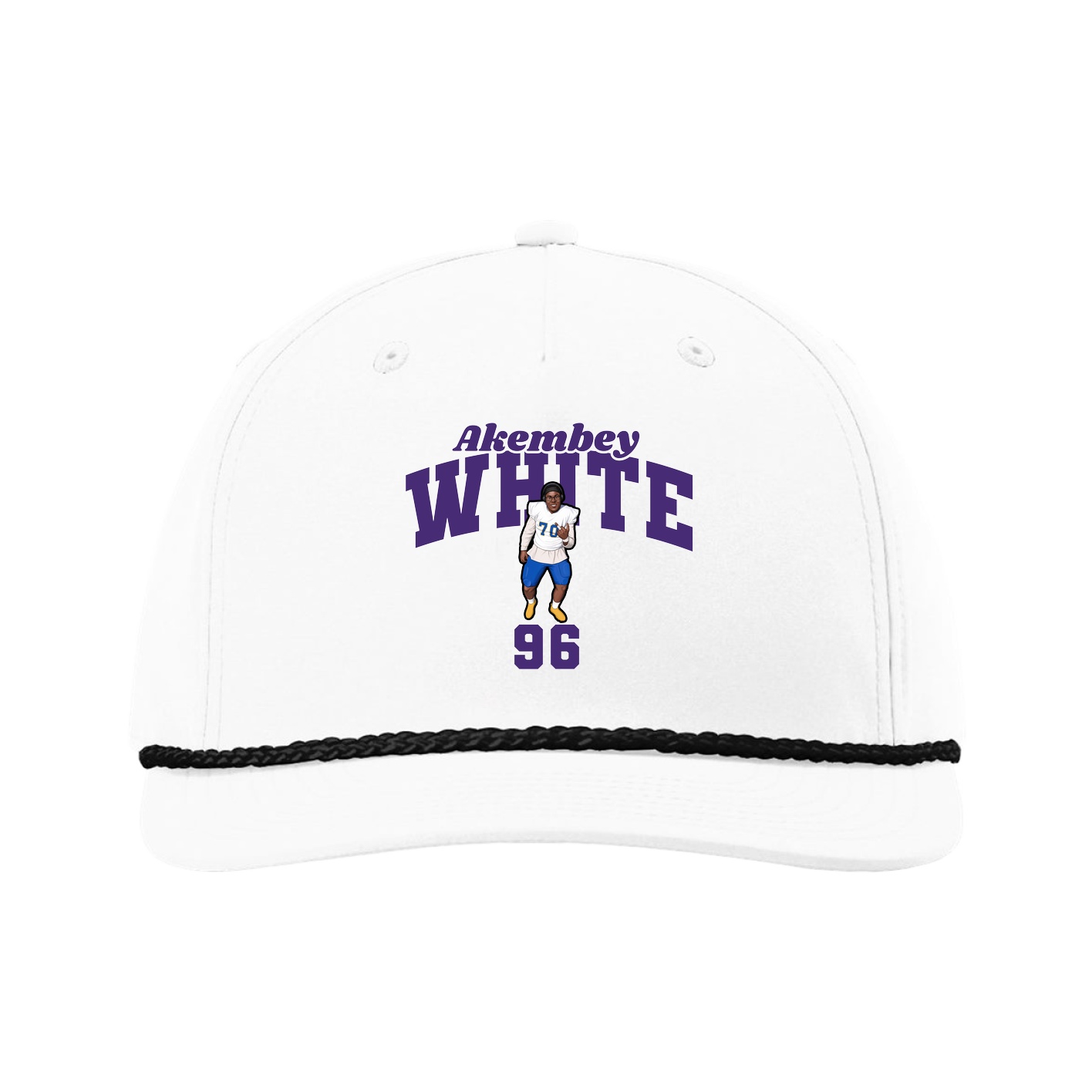 Five-Panel Classic Rope Cap — Signature Arch in White