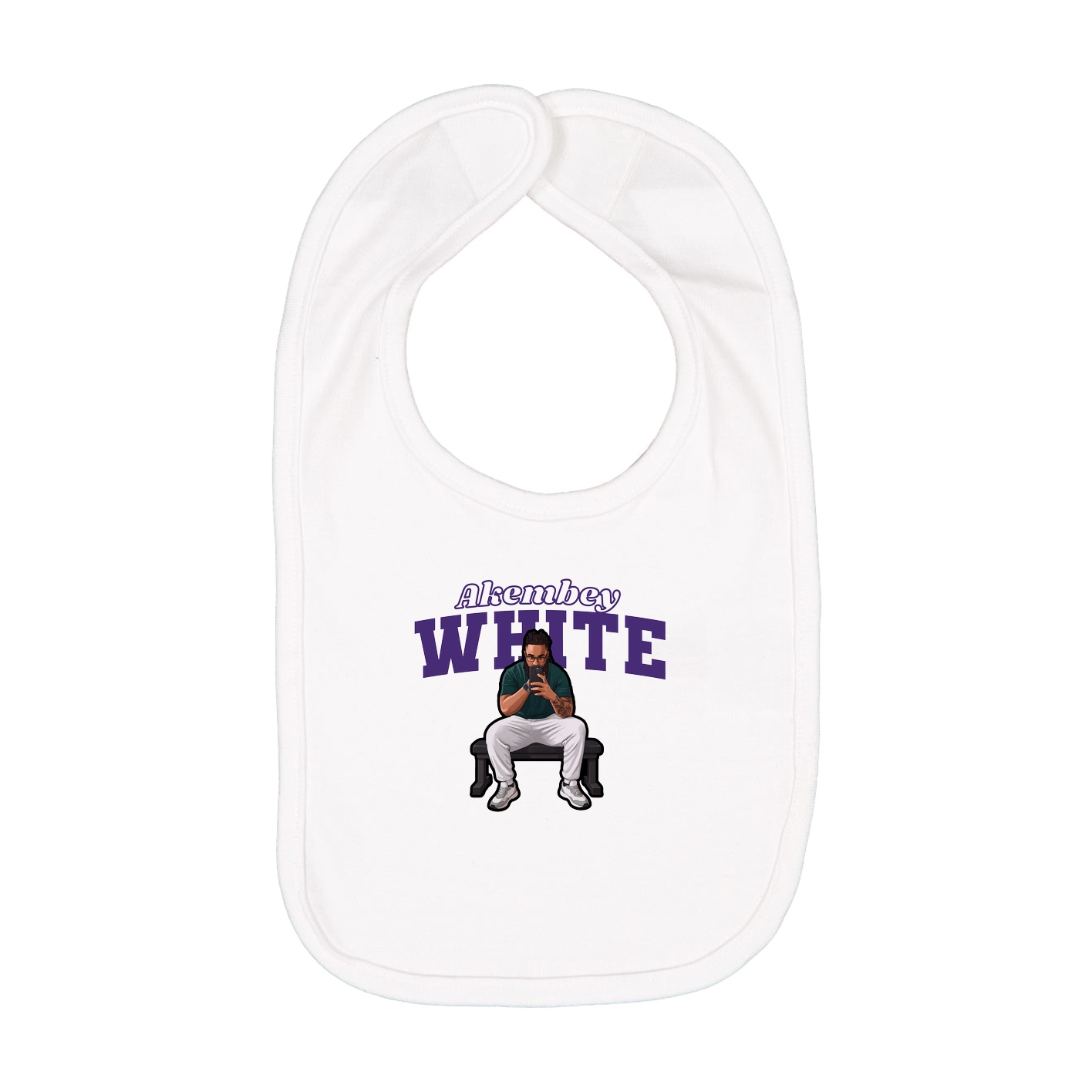 Infant Bib — Name Arch in White