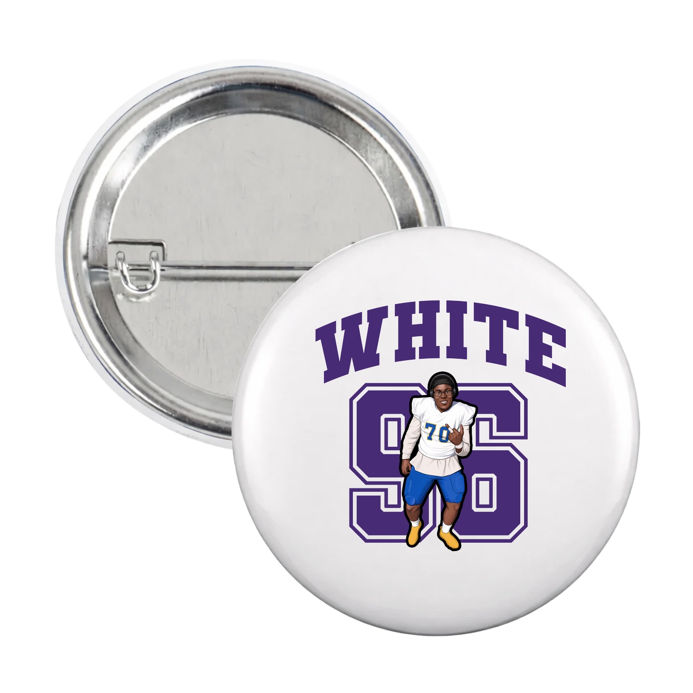Game Day Button — Number in White