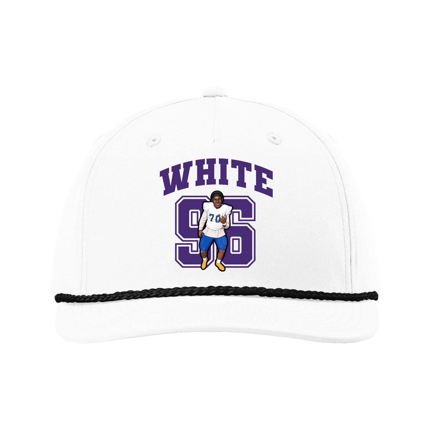 Five-Panel Classic Rope Cap — Number in White
