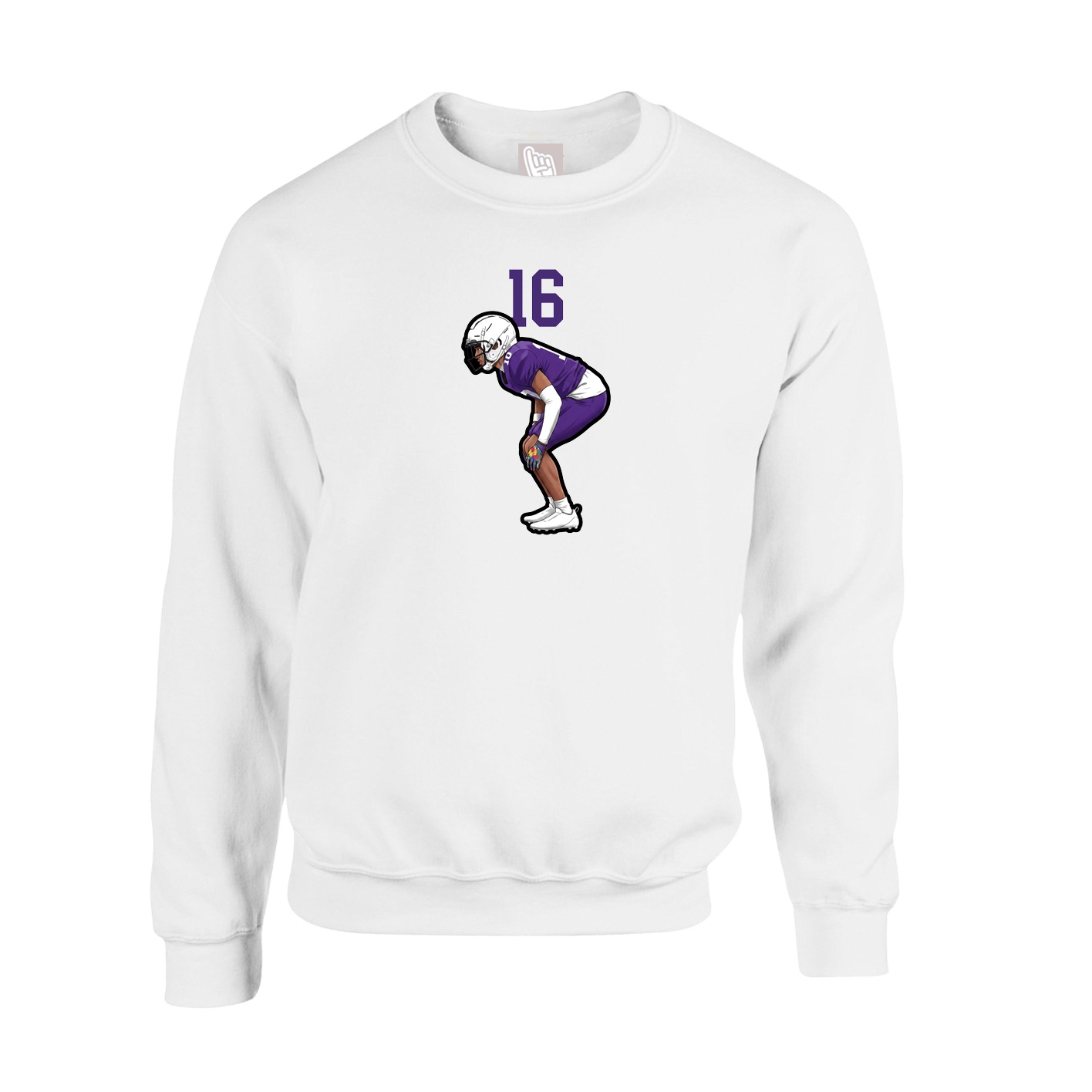 Fleece Crew — Number Top in White