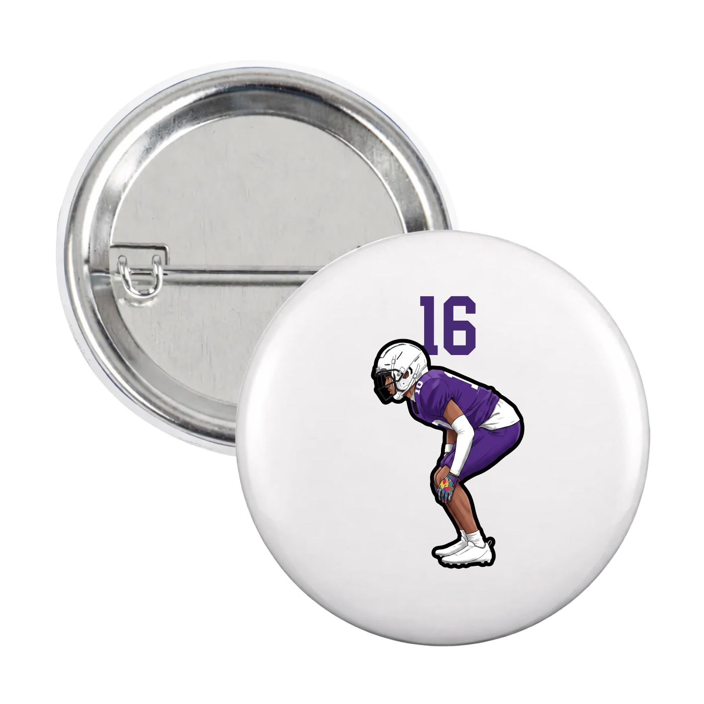 Game Day Button — Number Top in White