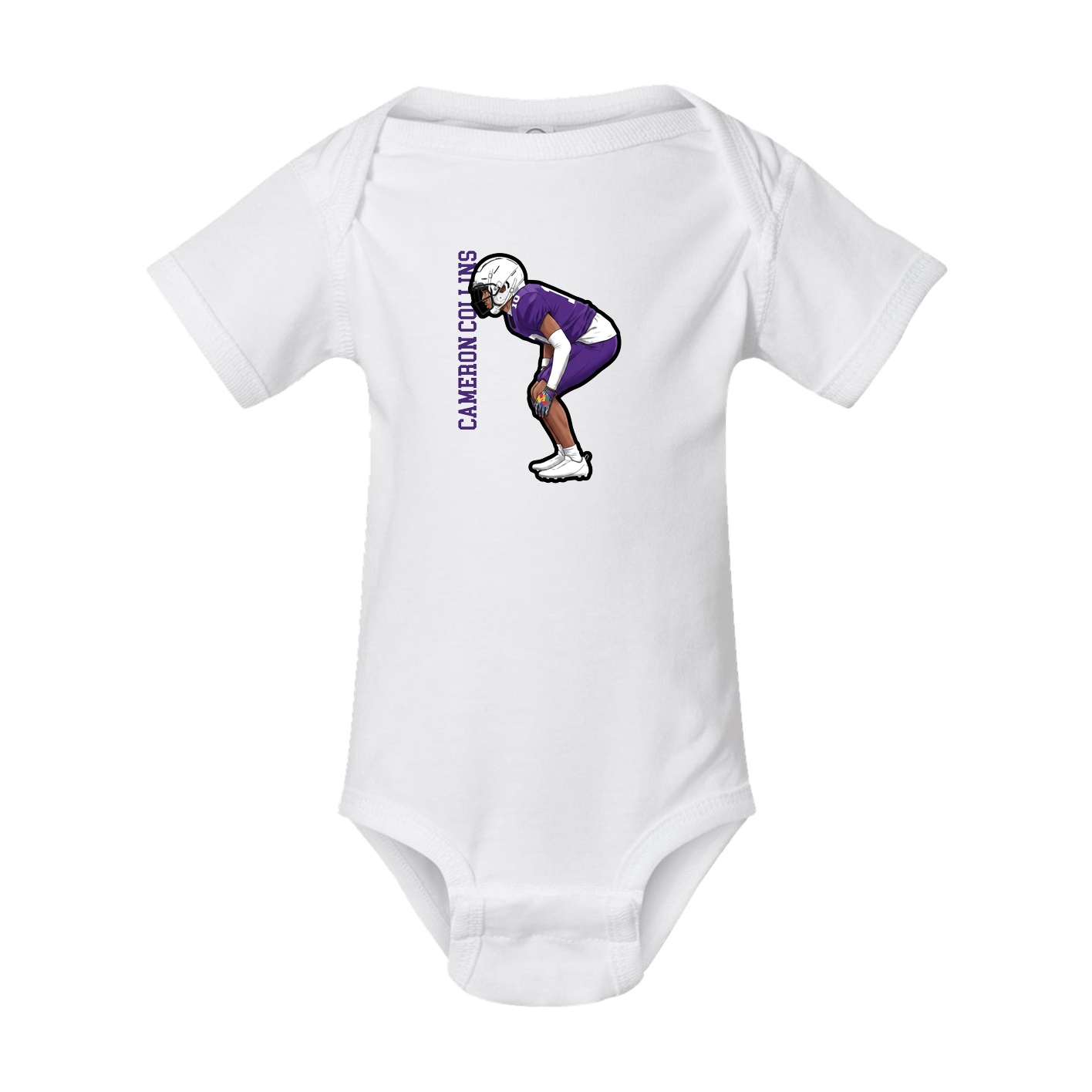 Baby Onesie — Name Vertical in White