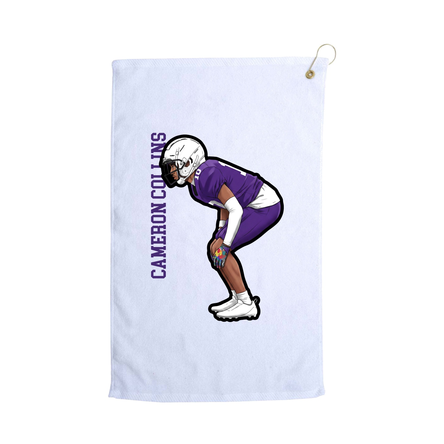Golf Towel — Name Vertical in White