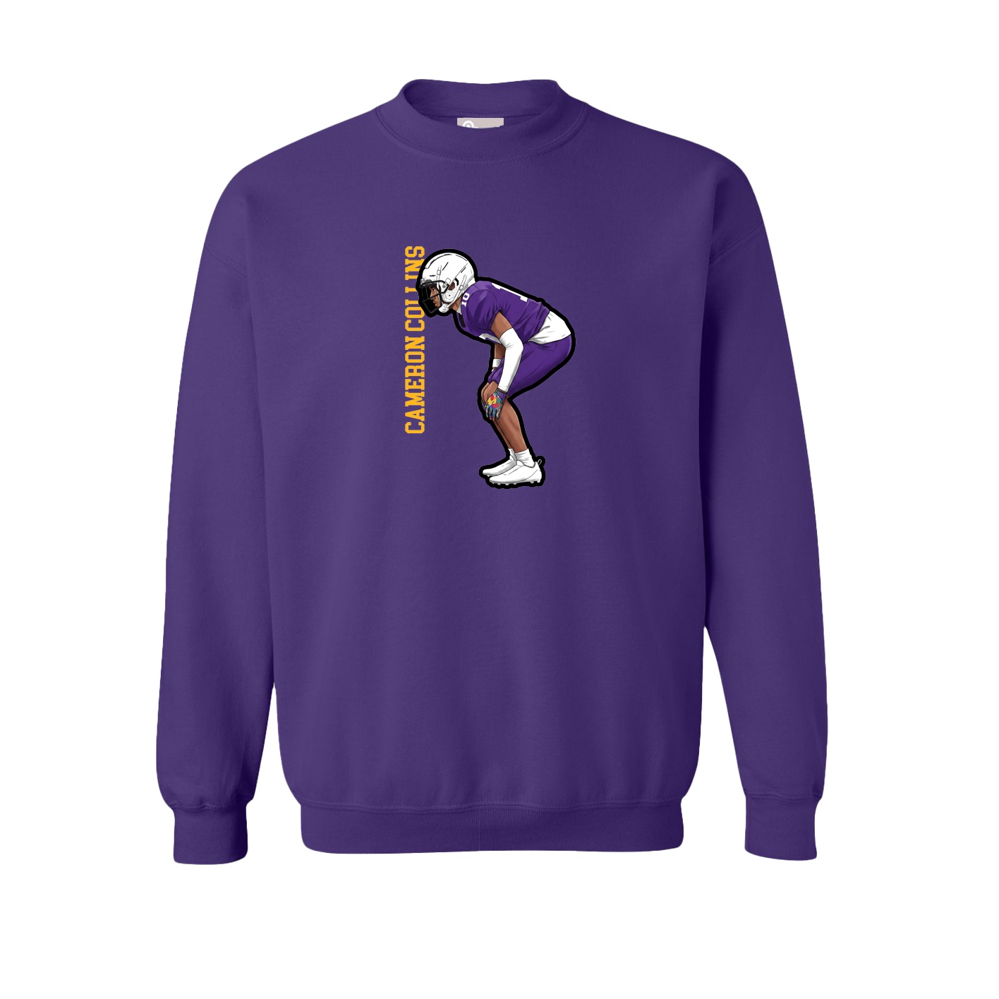 Fleece Crew — Name Vertical in Purple