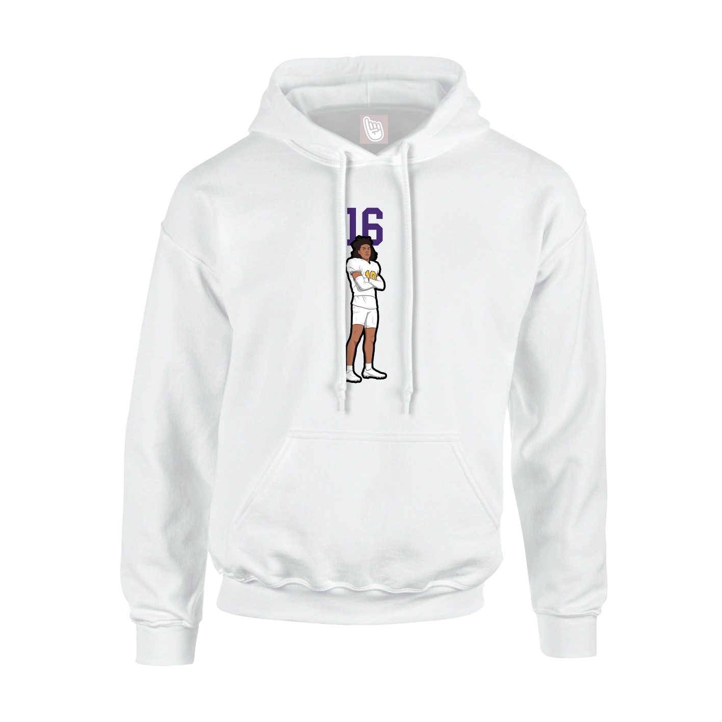 Youth Hoodie — Number Top in White