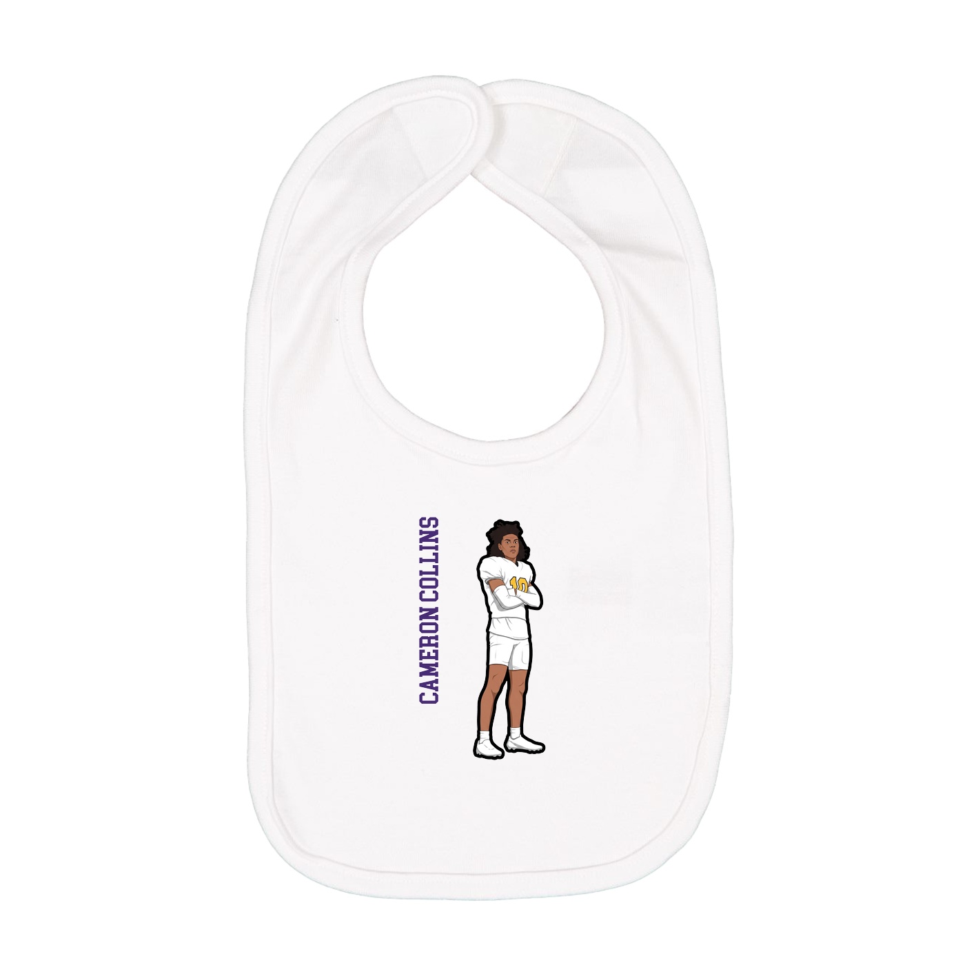 Infant Bib — Name Vertical in White