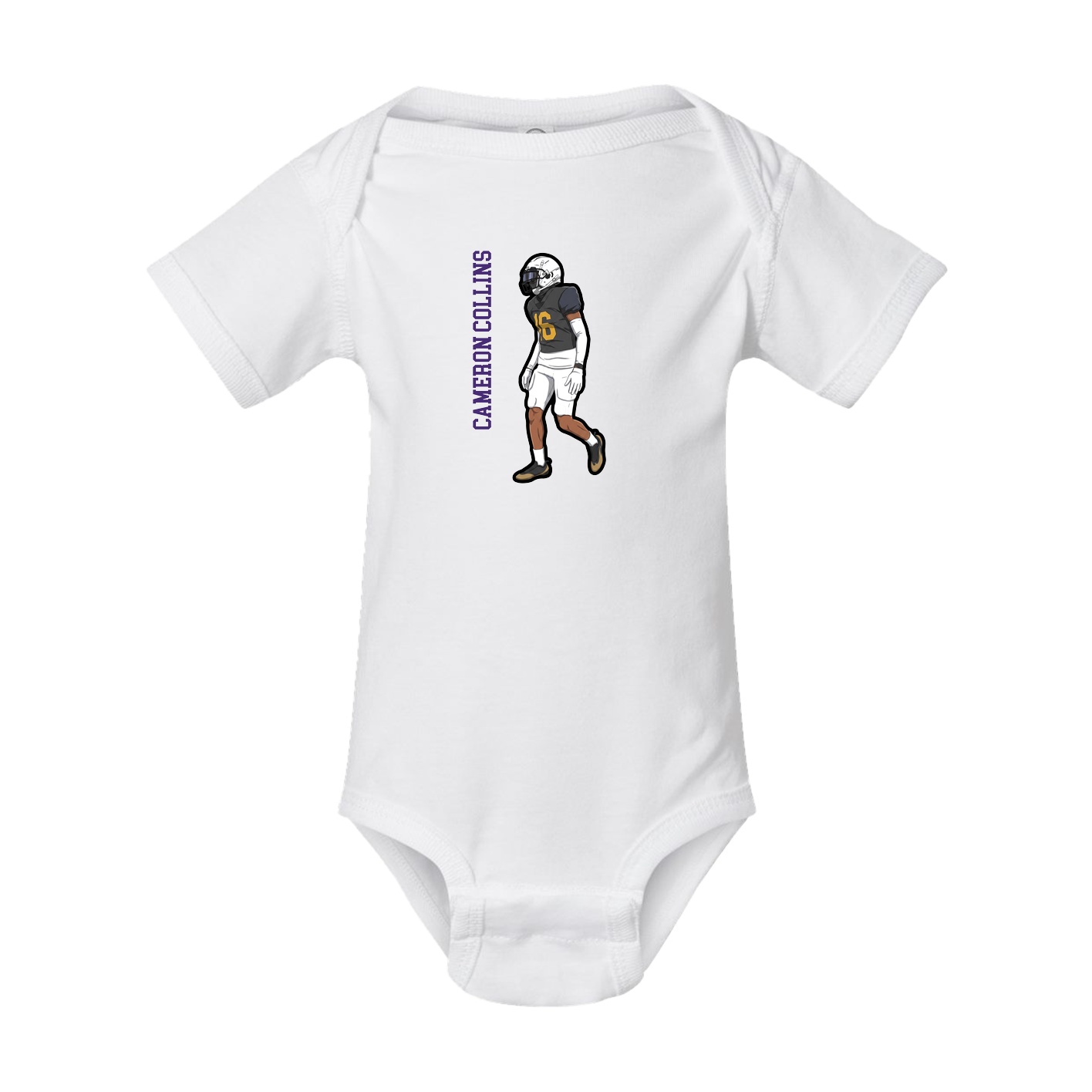 Baby Onesie — Name Vertical in White