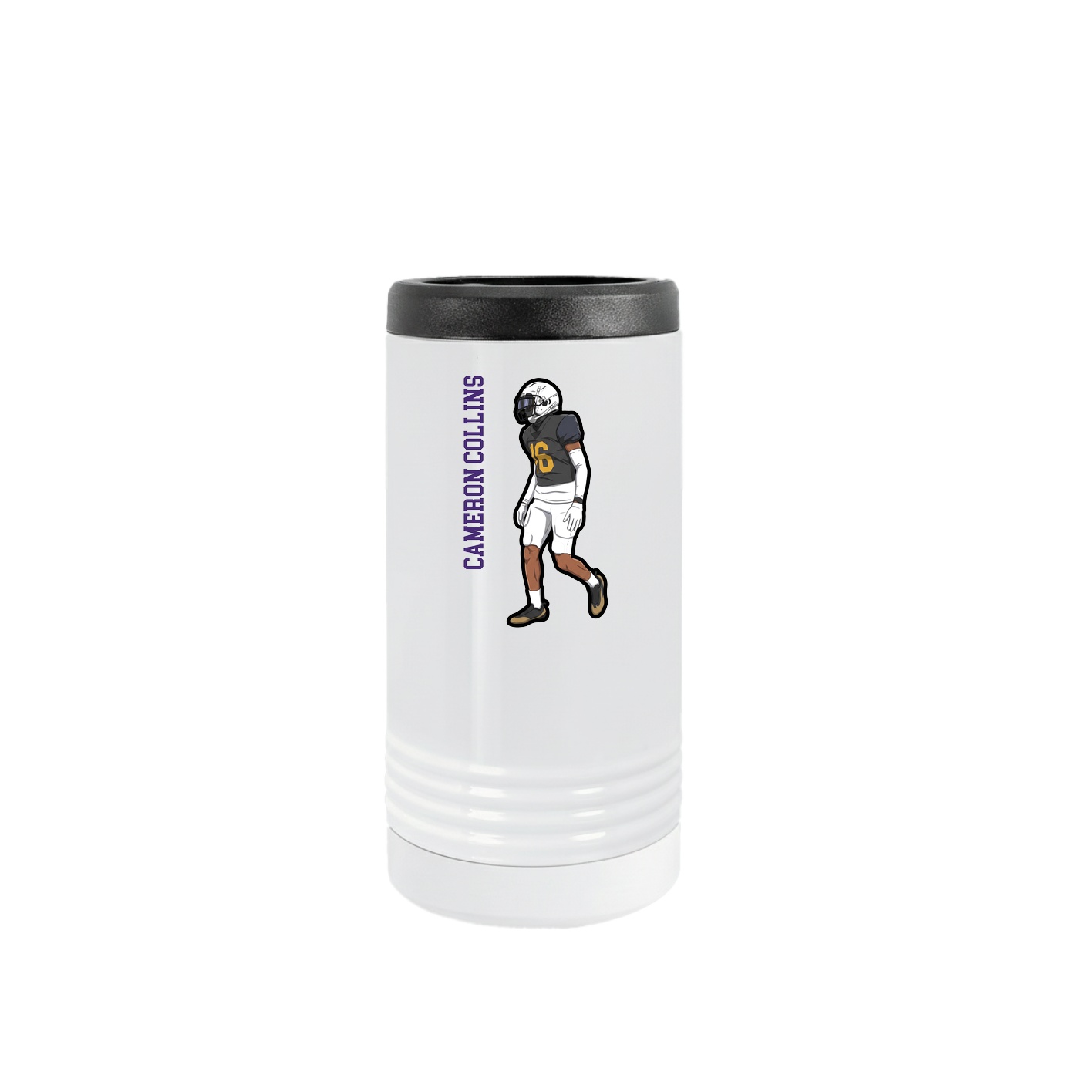 Slim Beverage Holder — Name Vertical in White