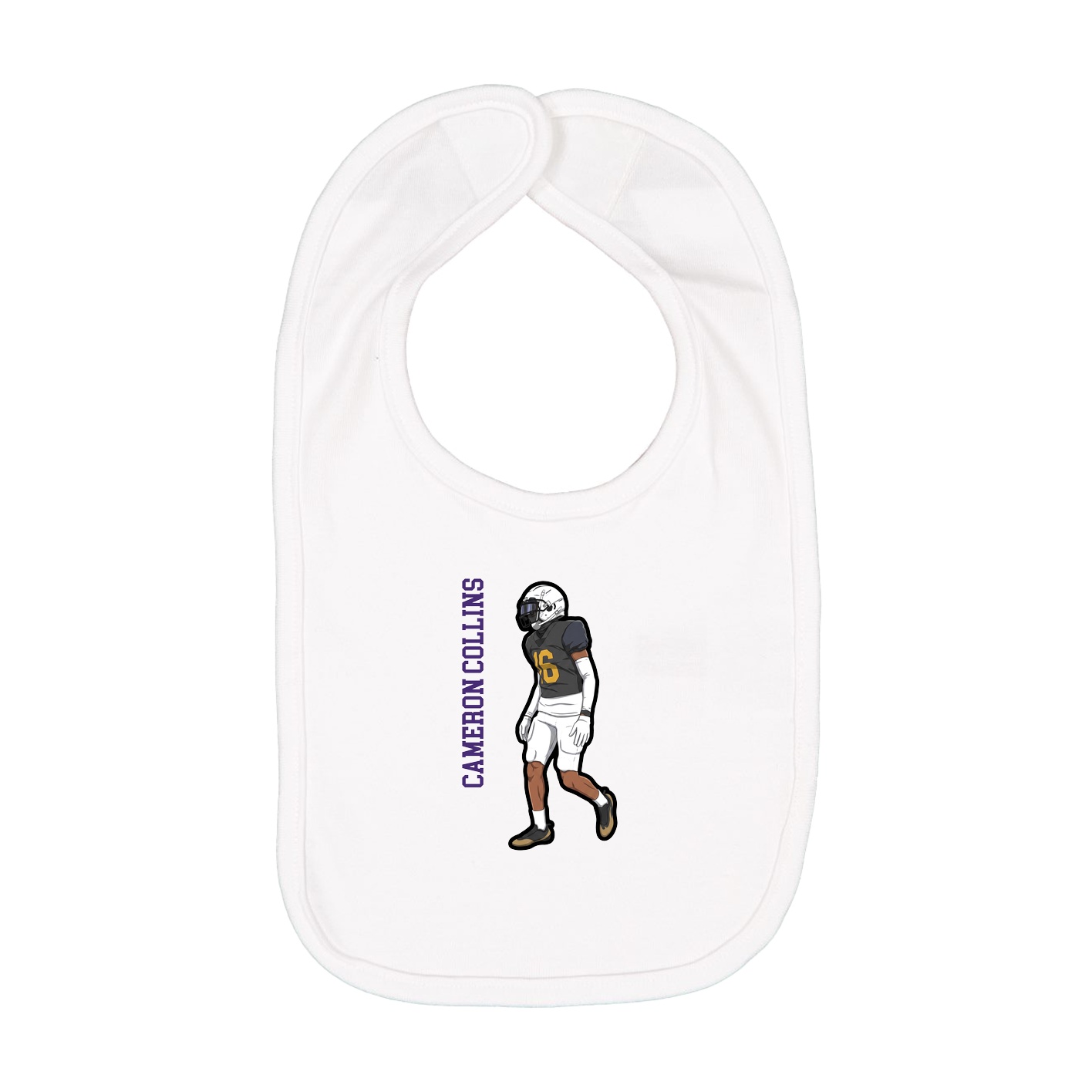 Infant Bib — Name Vertical in White