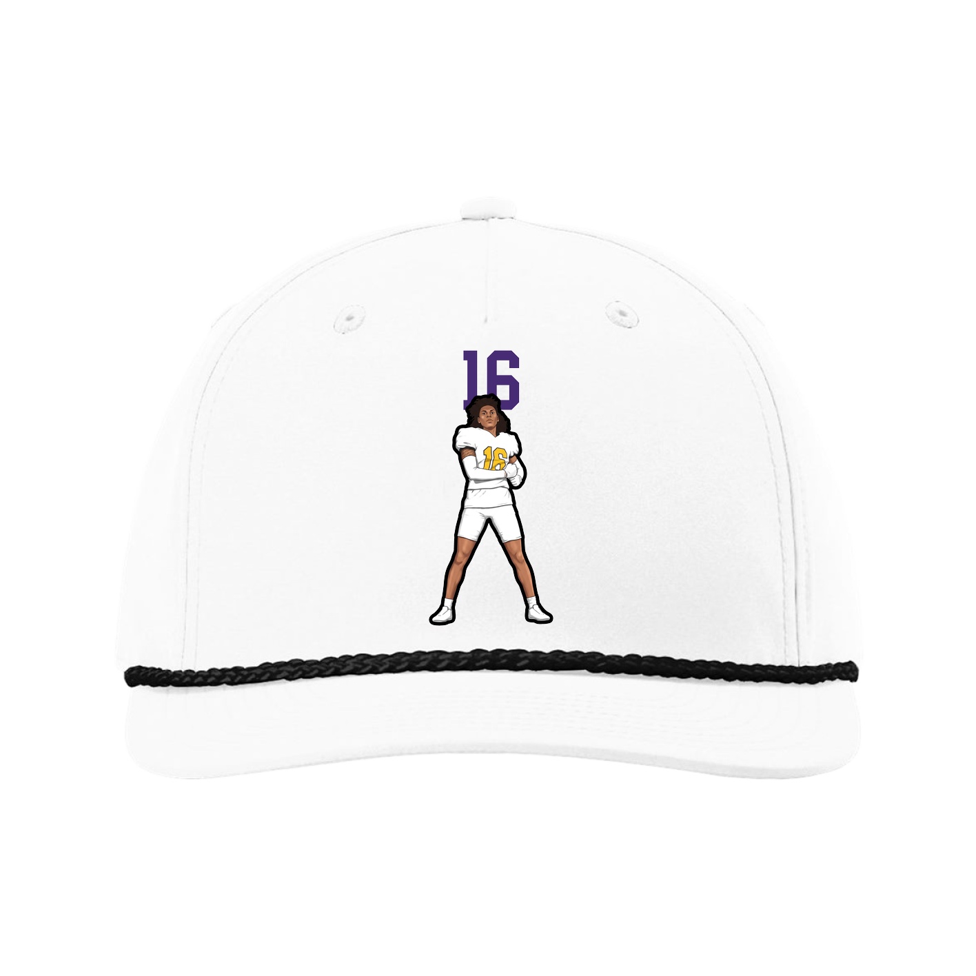 Five-Panel Classic Rope Cap — Number Top in White