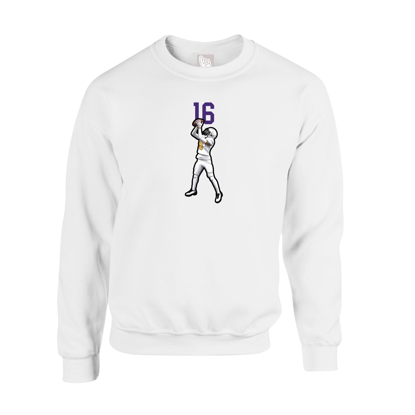 Fleece Crew — Number Top in White