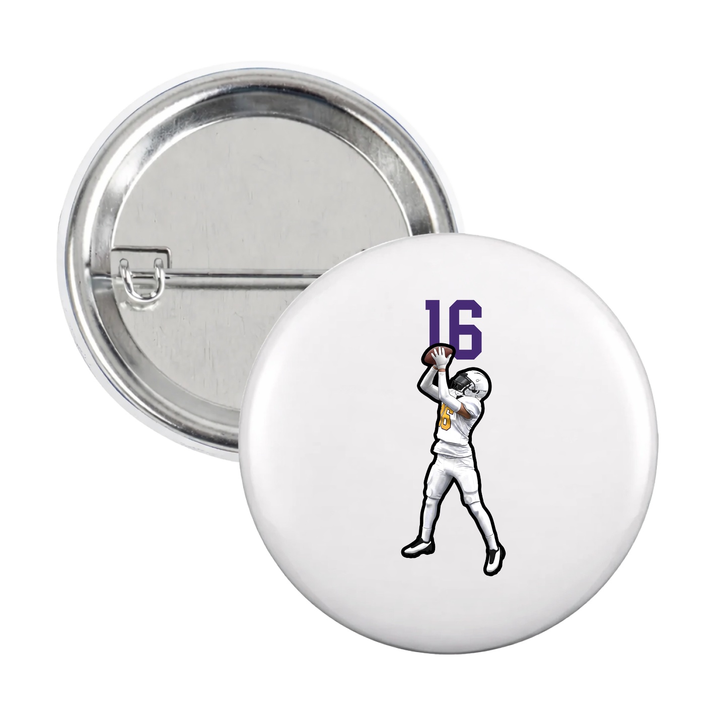Game Day Button — Number Top in White
