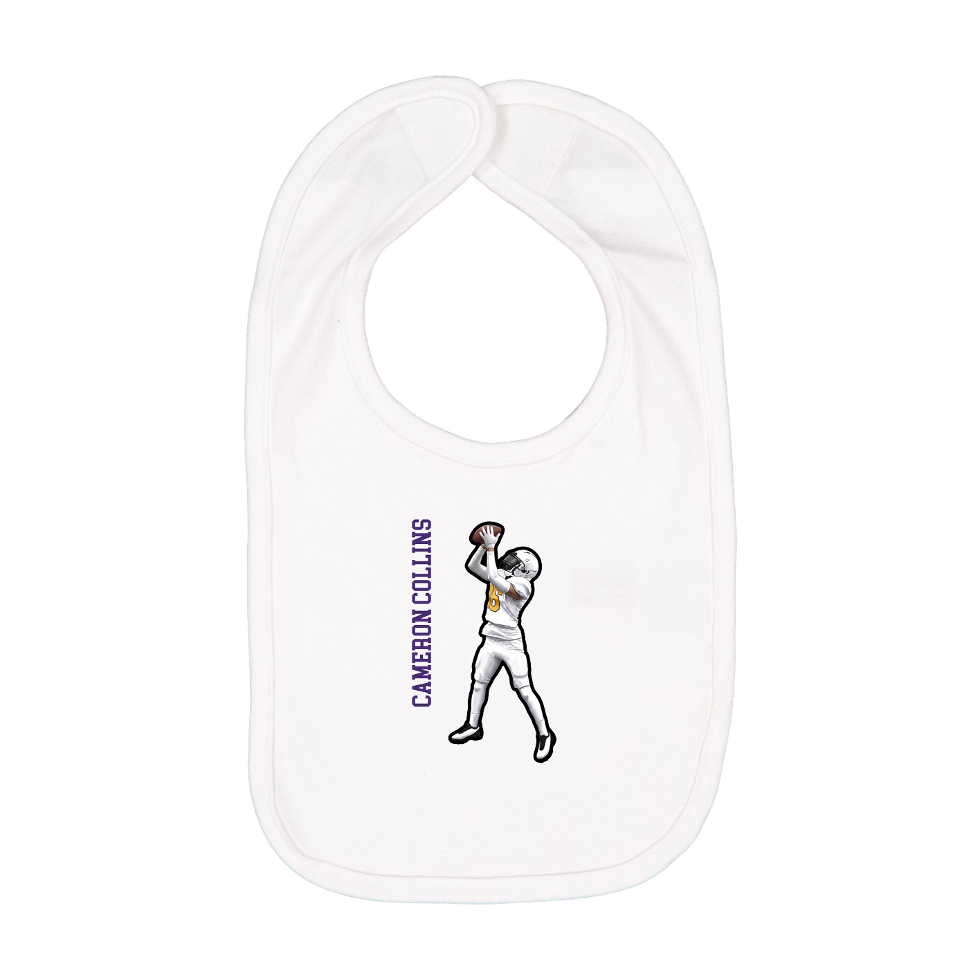 Infant Bib — Name Vertical in White