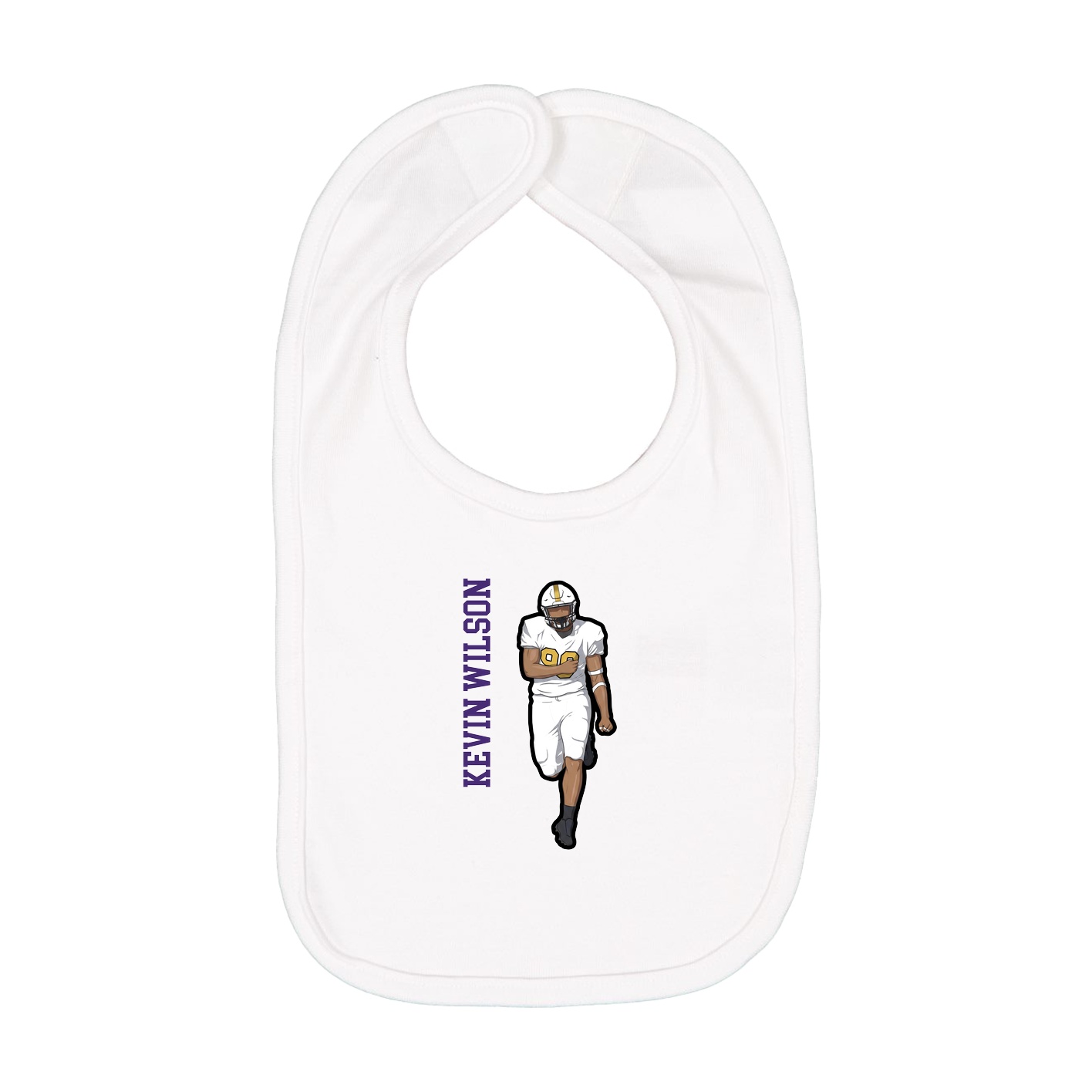 Infant Bib — Name Vertical in White