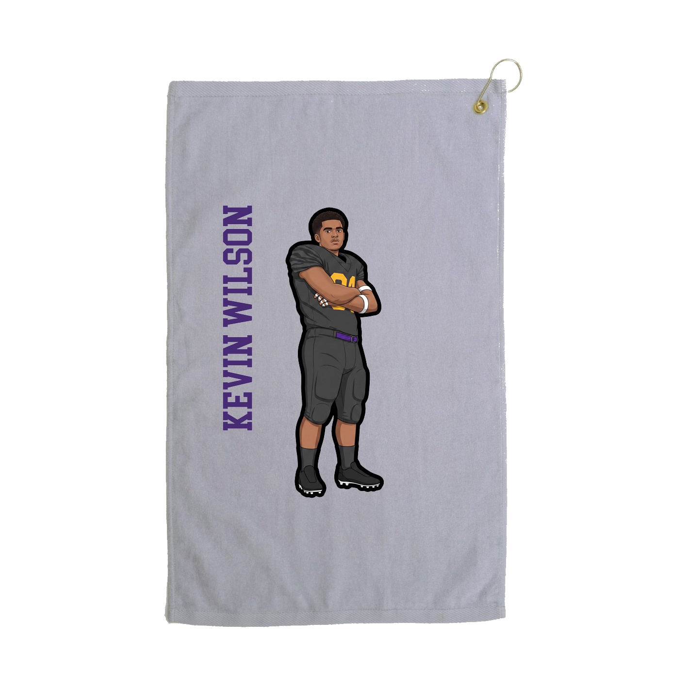 Golf Towel — Name Vertical in Grey